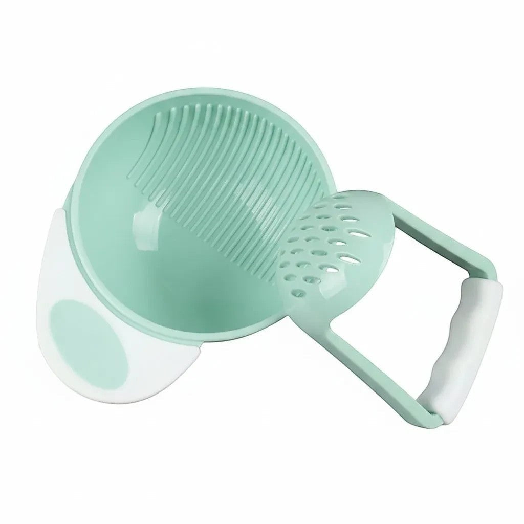 DearXime manual baby food grinder and bowl set in light green for mashing fruits and vegetables