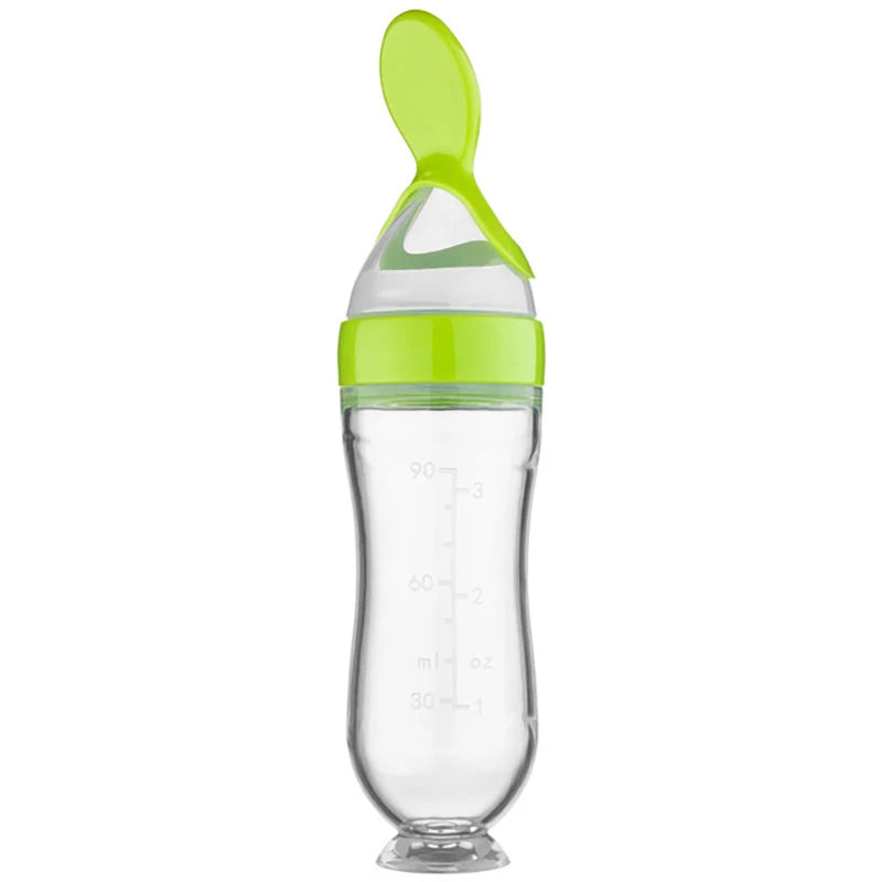 Squeezing Feeding Bottle Silicone Newborn Baby Training Rice Cereal  Food Spoon Supplement Feeder Safe Useful Tableware For Kids