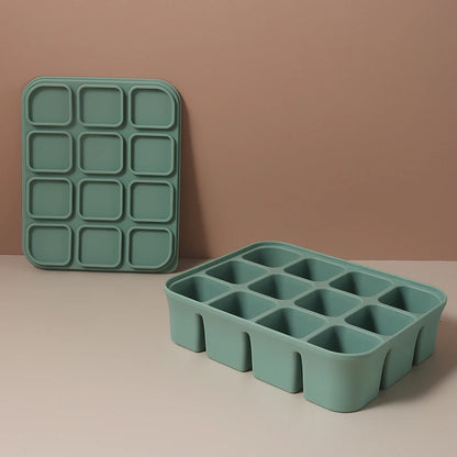 Hot sale 12 grid  Cube Trays For Freezer Ice Ball Maker Mold Mini square Ice Cube Mold with Lid Making