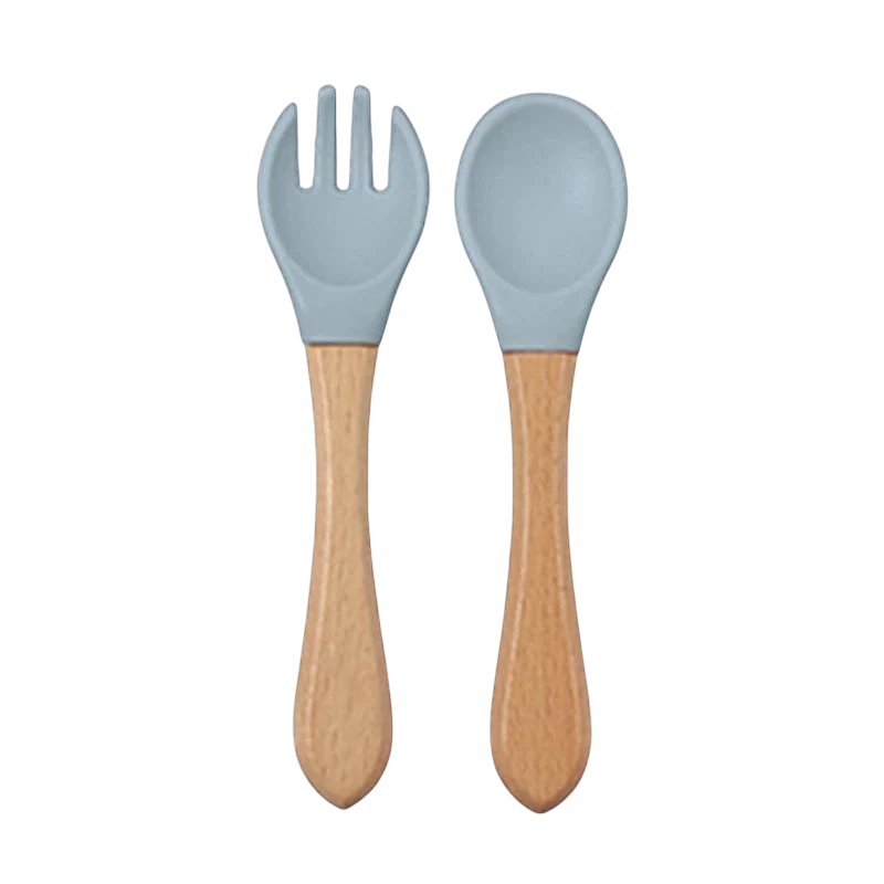 Dear Xime Natural Wood & Silicone Cutlery Set — Baby-Safe Spoon & Fork | 6M+