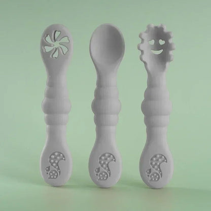 Dear Xime 3-Piece Soft Silicone Utensil Set — Spoon, Fork & Training Cutlery | 6M+