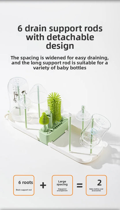 New Travel Baby Bottle Brush Set - Newborn Safe Silicone Cleaning Brushes with Storage Box for Bottles, Nipples & Accessories