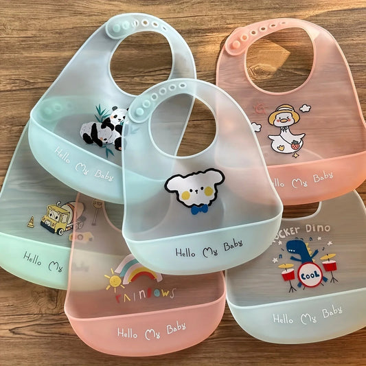 Dear Xime Waterproof Silicone Cartoon Bib — Adjustable with Catch Pocket | 6M+