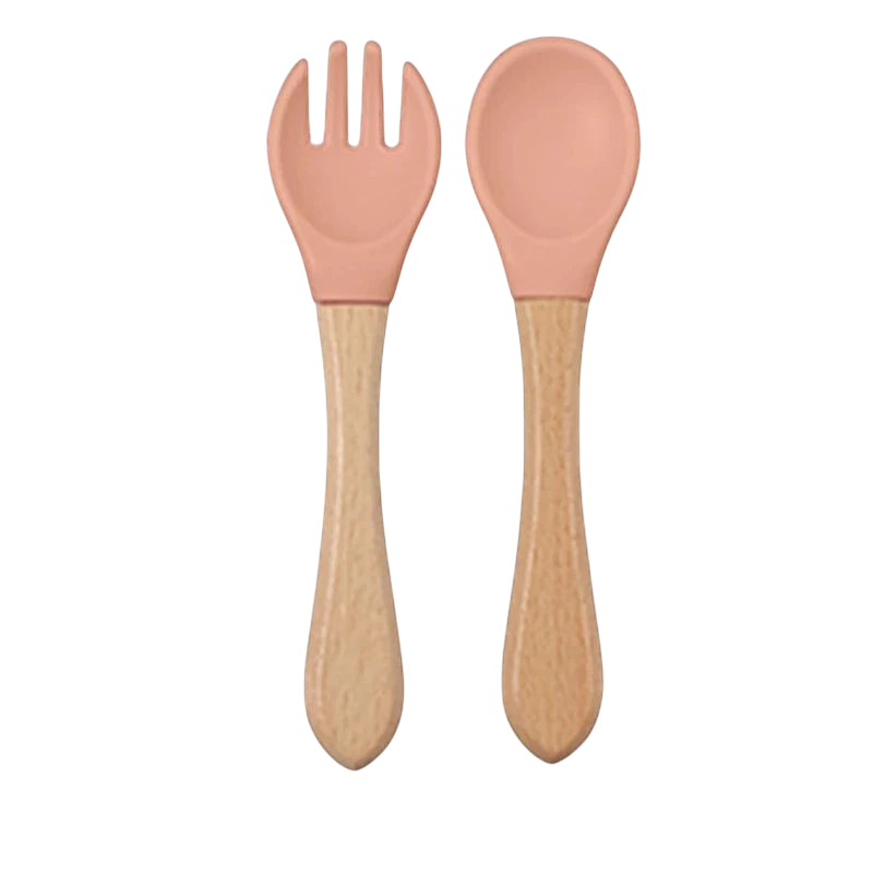 Dear Xime Natural Wood & Silicone Cutlery Set — Baby-Safe Spoon & Fork | 6M+