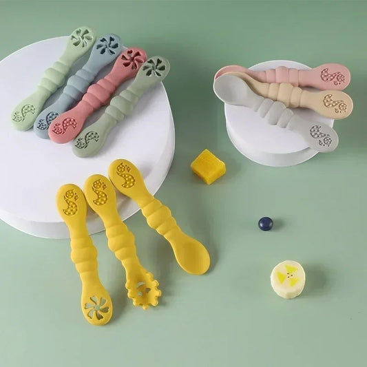 Dear Xime 3-Piece Soft Silicone Utensil Set — Spoon, Fork & Training Cutlery | 6M+