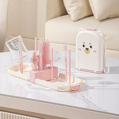 Dear Xime Travel Silicone Bottle Brush Set with Storage Box — Newborn Safe | 0M+
