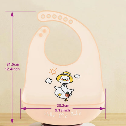 Dear Xime Waterproof Silicone Cartoon Bib — Adjustable with Catch Pocket | 6M+