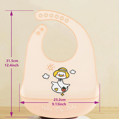 Waterproof Baby Bibs Baby Stuff Cute Cartoon Animal Printed Kids Bib Girl Boy Adjustable Soft Silicone Bib Baby Feeding Stuff