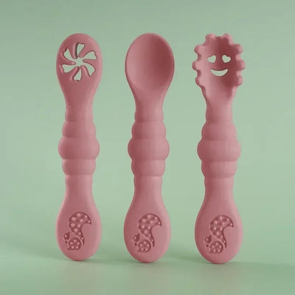 Dear Xime 3-Piece Soft Silicone Utensil Set — Spoon, Fork & Training Cutlery | 6M+