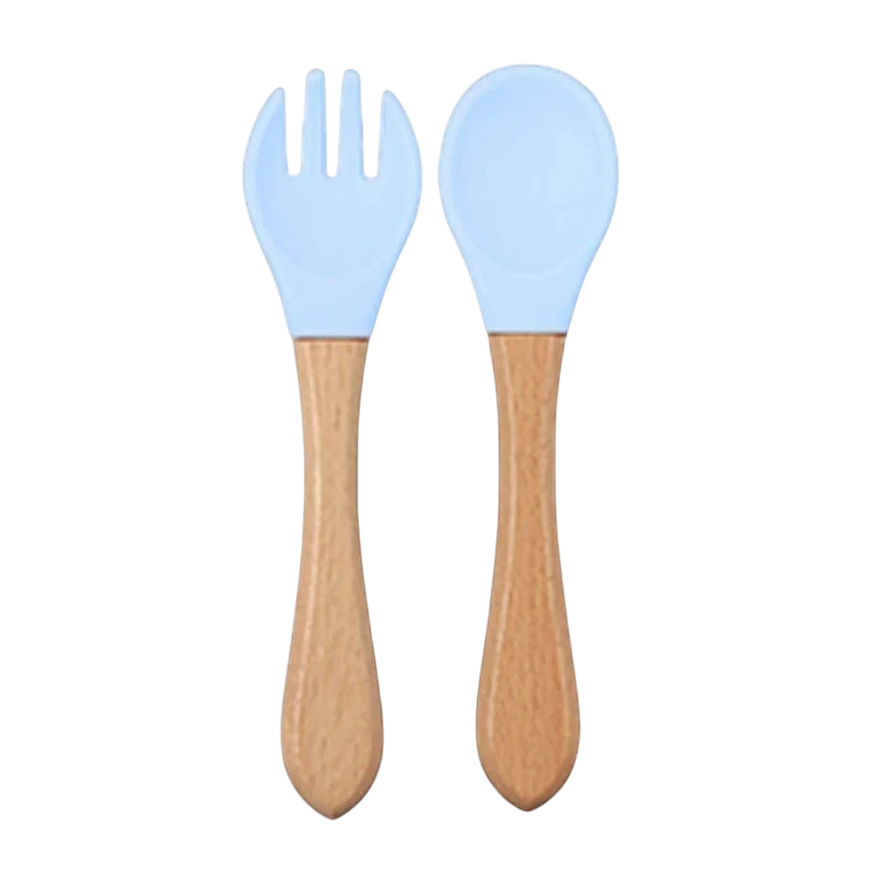 Dear Xime Natural Wood & Silicone Cutlery Set — Baby-Safe Spoon & Fork | 6M+