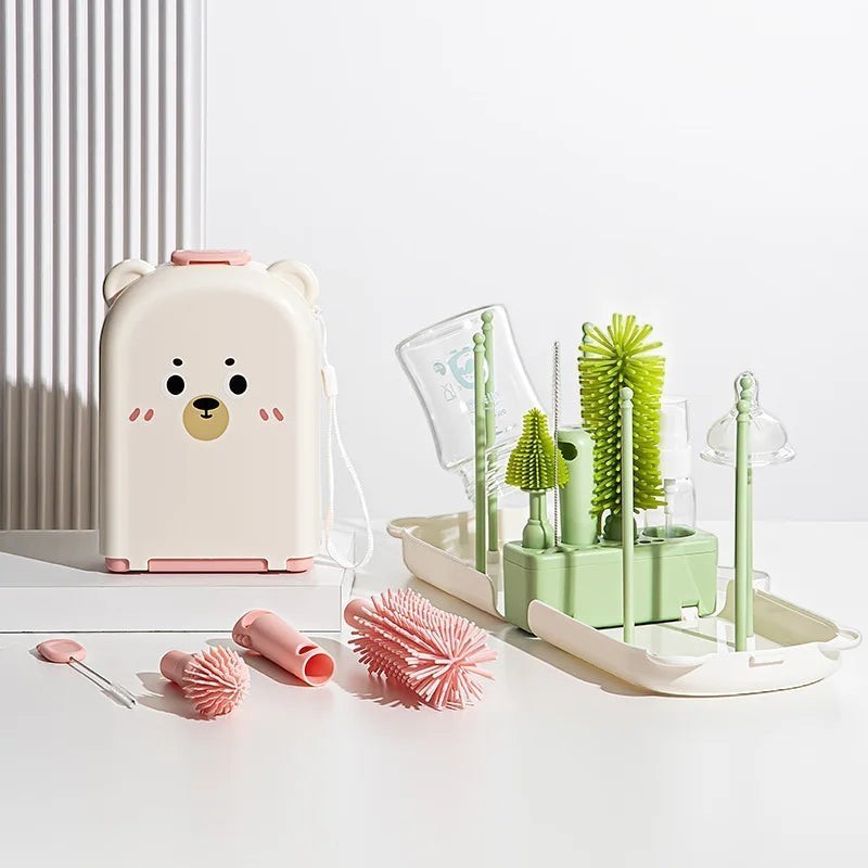 Dear Xime Travel Silicone Bottle Brush Set with Storage Box — Newborn Safe | 0M+