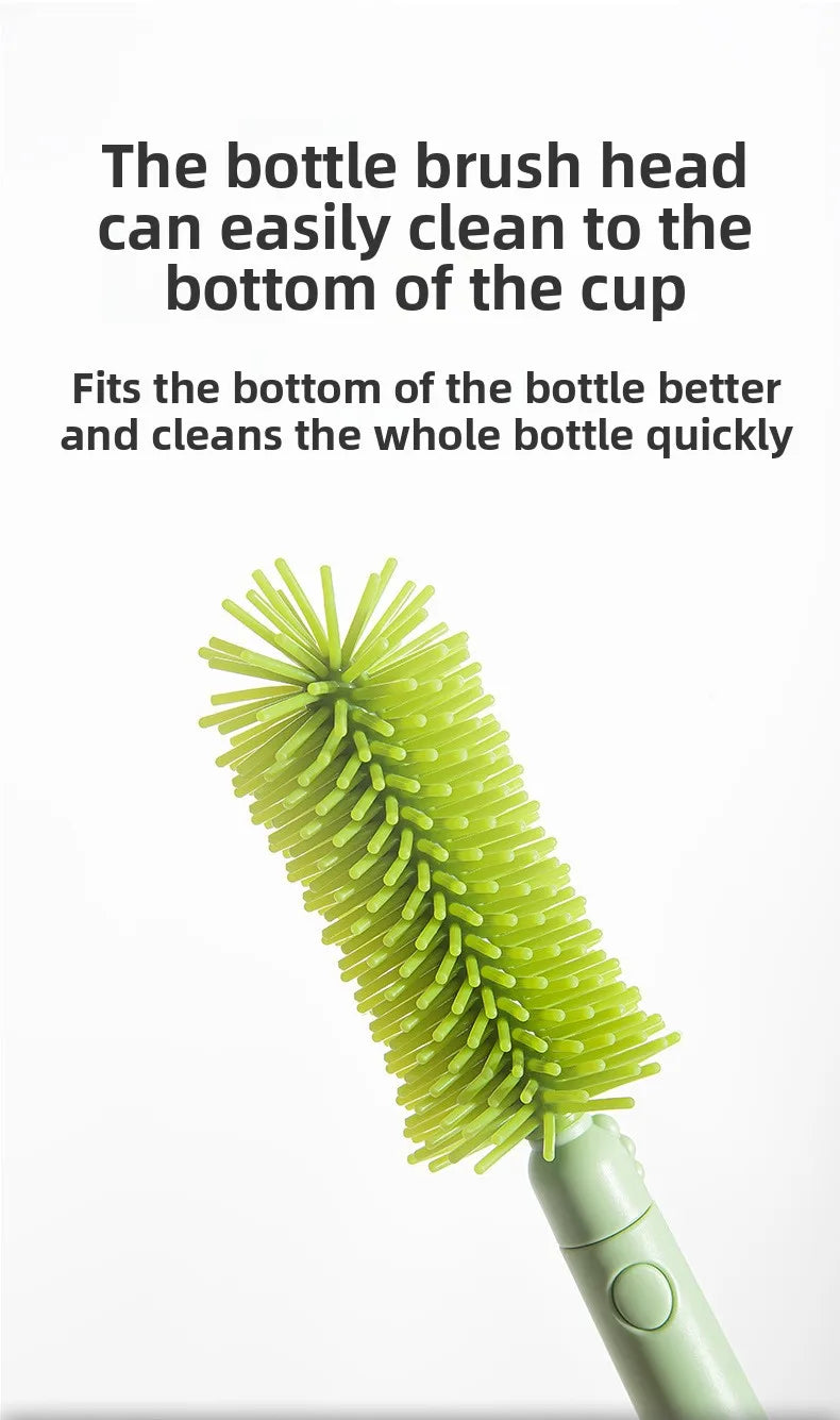 New Travel Baby Bottle Brush Set - Newborn Safe Silicone Cleaning Brushes with Storage Box for Bottles, Nipples & Accessories