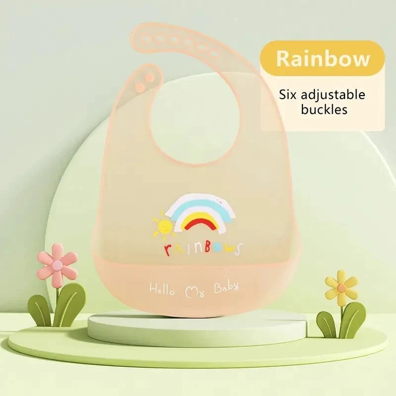 Dear Xime Waterproof Silicone Cartoon Bib — Adjustable with Catch Pocket | 6M+