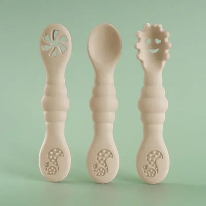 Dear Xime 3-Piece Soft Silicone Utensil Set — Spoon, Fork & Training Cutlery | 6M+