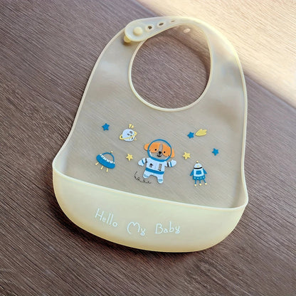 Dear Xime Waterproof Silicone Cartoon Bib — Adjustable with Catch Pocket | 6M+