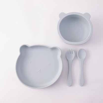 Dear Xime 4-Piece Silicone Feeding Set — Suction Bowl, Plate, Spoon & Fork | 6M+