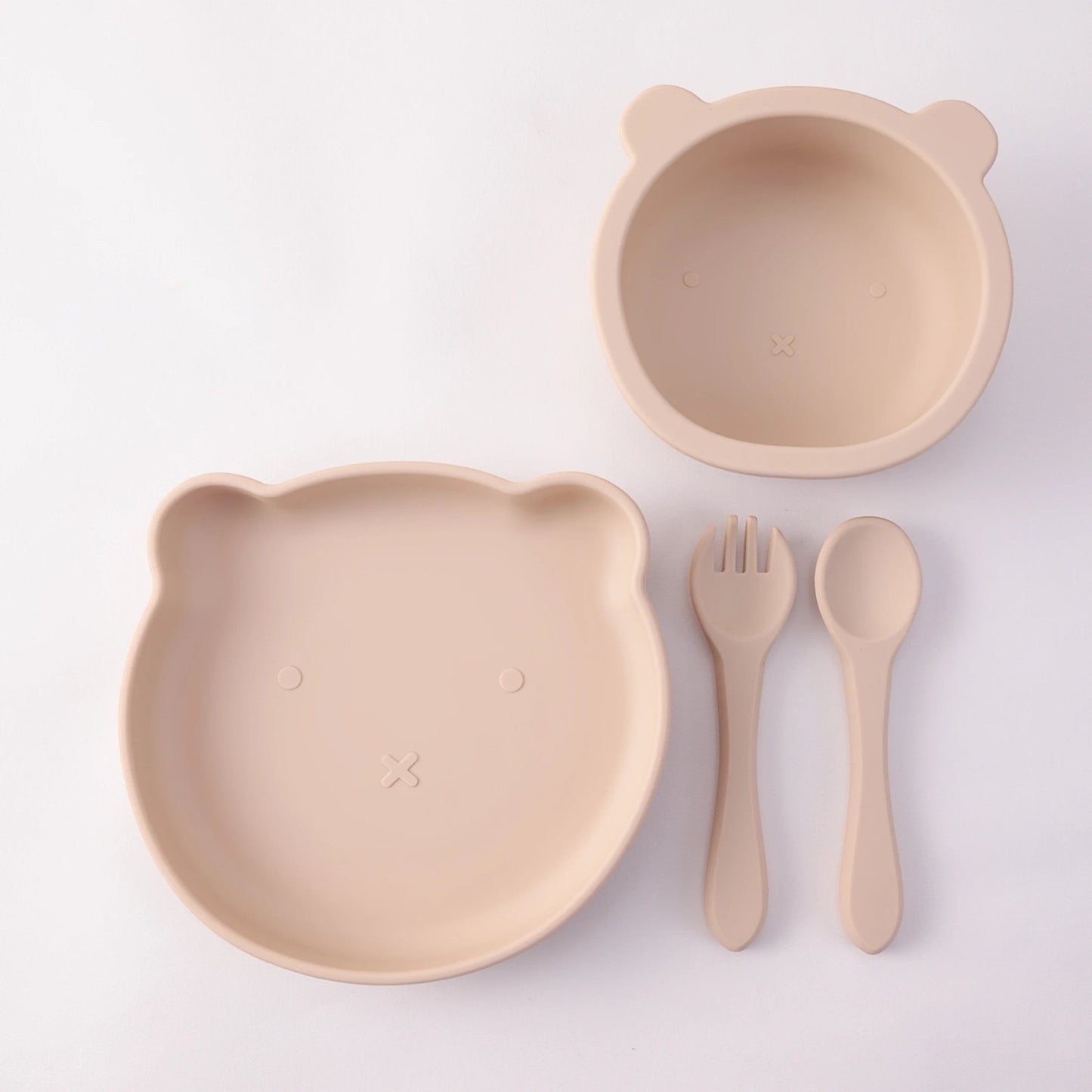 Dear Xime 4-Piece Silicone Feeding Set — Suction Bowl, Plate, Spoon & Fork | 6M+