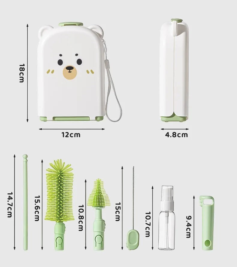 Dear Xime Travel Silicone Bottle Brush Set with Storage Box — Newborn Safe | 0M+