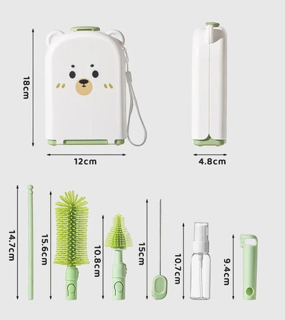 Dear Xime Travel Silicone Bottle Brush Set with Storage Box — Newborn Safe | 0M+