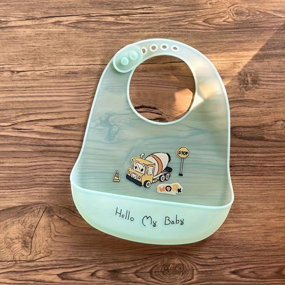 Dear Xime Waterproof Silicone Cartoon Bib — Adjustable with Catch Pocket | 6M+
