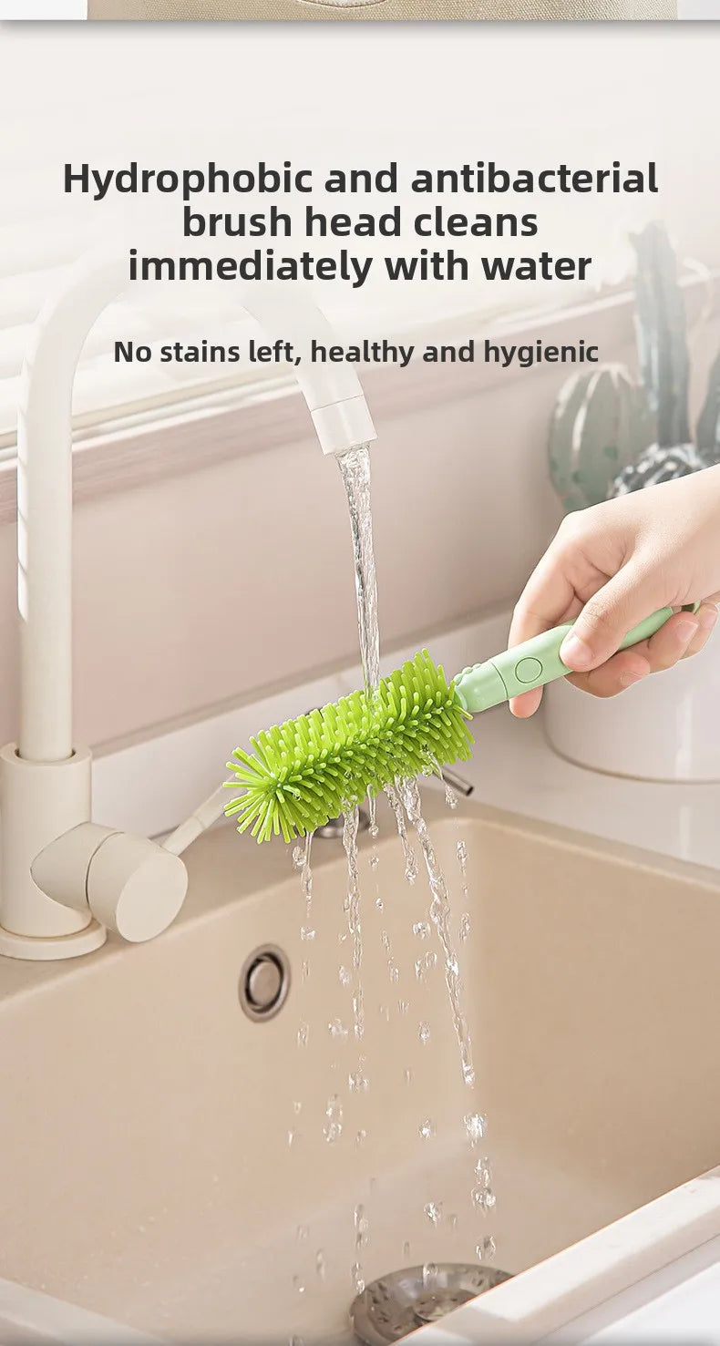 New Travel Baby Bottle Brush Set - Newborn Safe Silicone Cleaning Brushes with Storage Box for Bottles, Nipples & Accessories