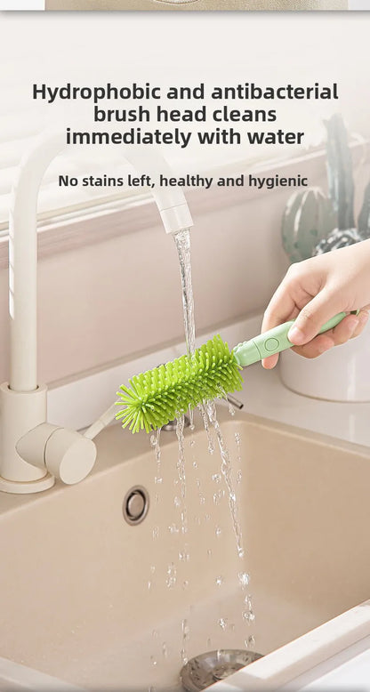 New Travel Baby Bottle Brush Set - Newborn Safe Silicone Cleaning Brushes with Storage Box for Bottles, Nipples & Accessories