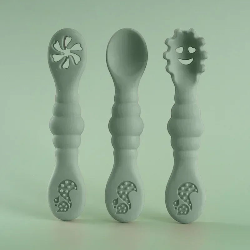 Dear Xime 3-Piece Soft Silicone Utensil Set — Spoon, Fork & Training Cutlery | 6M+