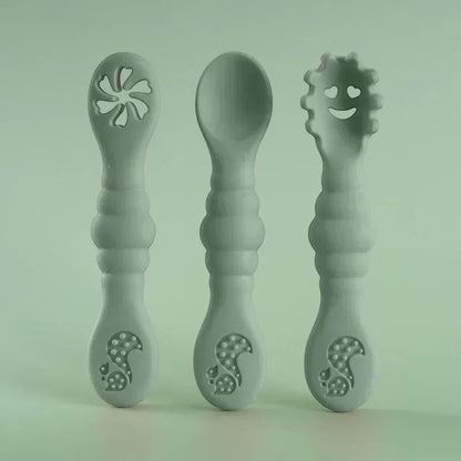 Dear Xime 3-Piece Soft Silicone Utensil Set — Spoon, Fork & Training Cutlery | 6M+