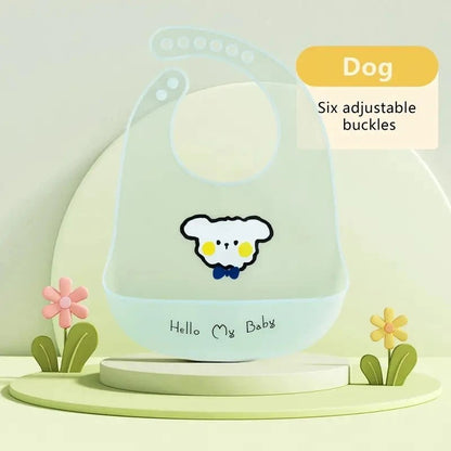 Dear Xime Waterproof Silicone Cartoon Bib — Adjustable with Catch Pocket | 6M+