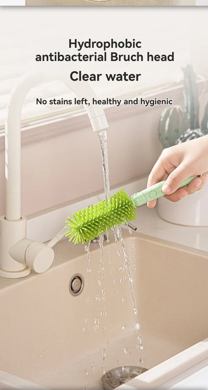Travel Baby Bottle Brush Set - Newborn Safe Silicone Cleaning Brushes with Storage Box for Bottles, Nipples & Accessories