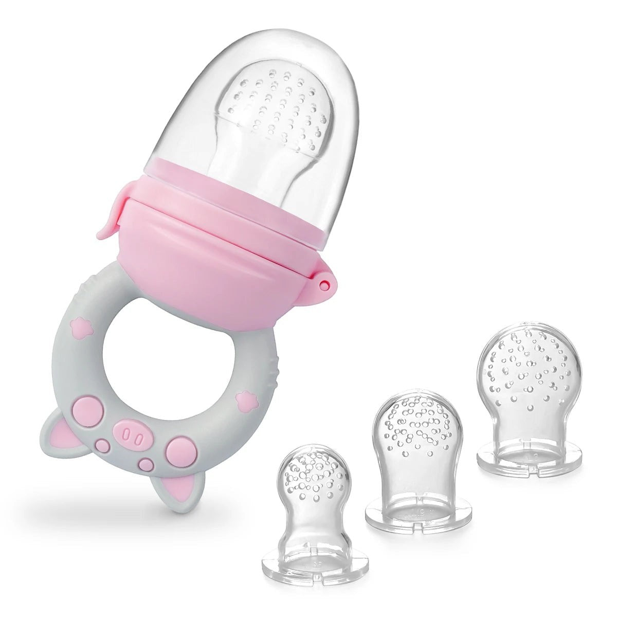 Dear Xime 4-Pack Silicone Fruit & Veggie Feeder Pacifiers — Teething & First Foods | 6–36M